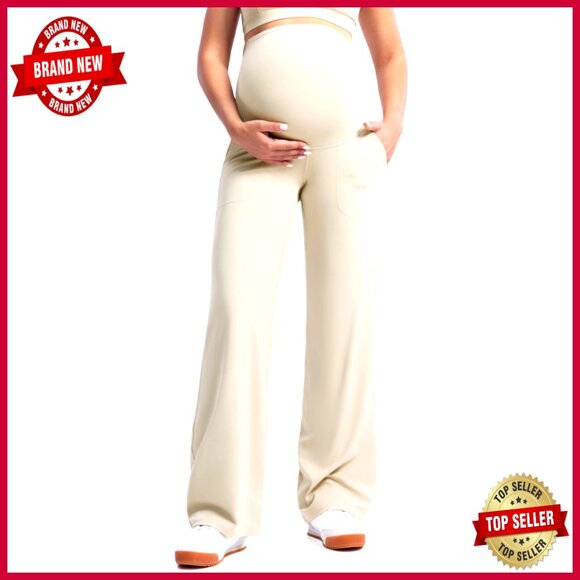 Pants - Maternity Yoga Wide Leg Pants with Pockets Petite/Regular/Tall